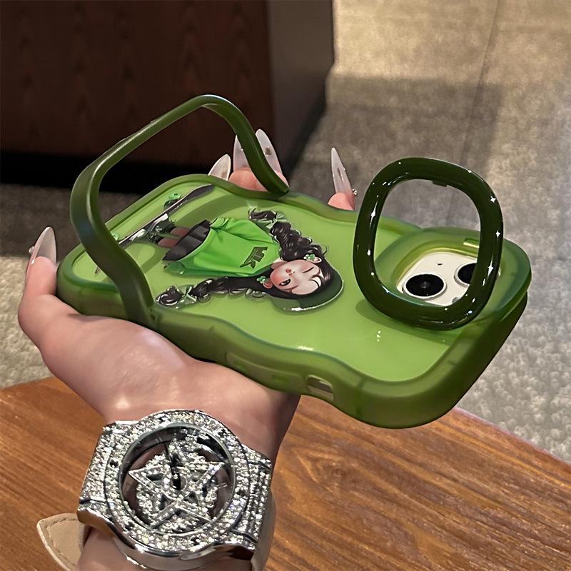 Cute Skateboard Girl Suitable for Iphone16 Apple 15 Mobile Phone Case 14 Wave Side Double Bracket 13 Silicone Cartoon