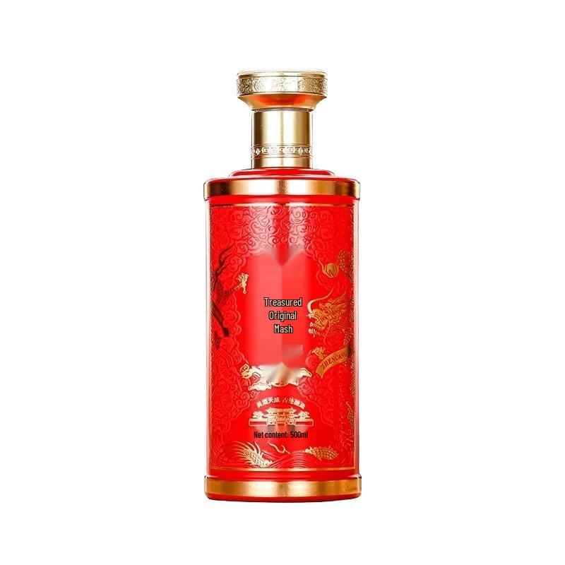 Floral Glass Dragon Pattern Baijiu Bottle Gift Set With Exquisite Spraypainted Baked Flower Design