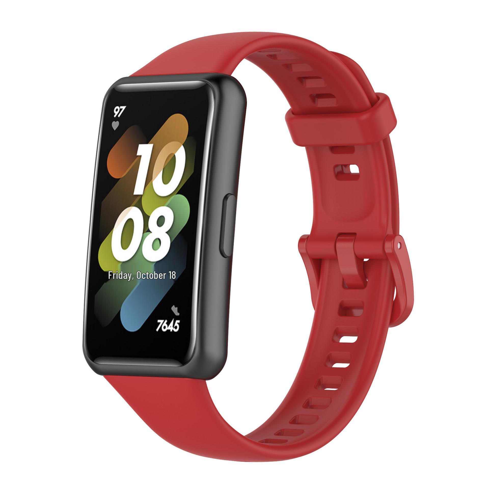 

Силиконовый ремешок для Huawei Band 7 - Совместимая замена для официальной версии и версии Honor. красный