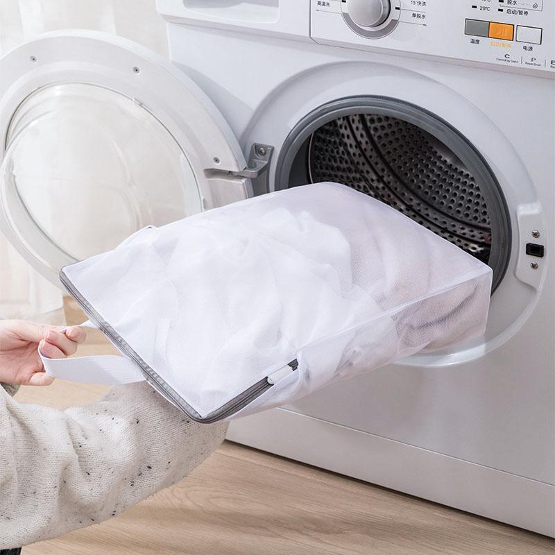 Mesh Laundry Bags, Zipper Net Wash Pouch with Handle, Reusable Clothes Storage Organizer for Washing Machine Travel Use