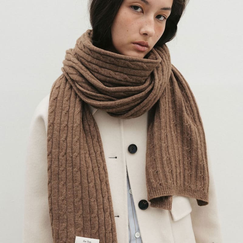 THE RYE Cable Wool Muffler(Brown)