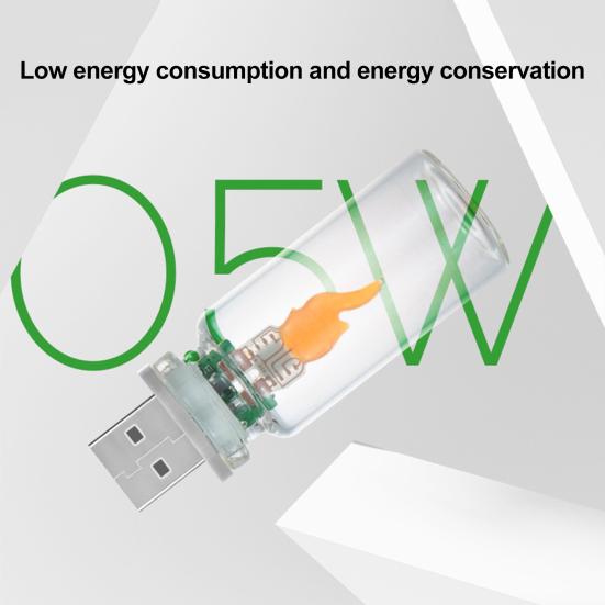 USB Flame Night Light with Touch Control Realistic Flickering LED Candle for Home Car