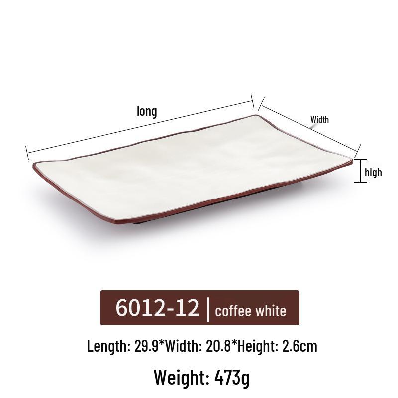 Melamine Rectangular Plate for BBQ & Side Dishes - Imitation Porcelain Tableware