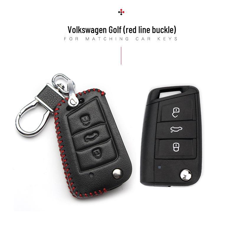 Key Case for Volkswagen: Compatible with 2017+ Magotan, Golf B8, Passat, Tiguan, Lavida, Bora - Genuine Leather