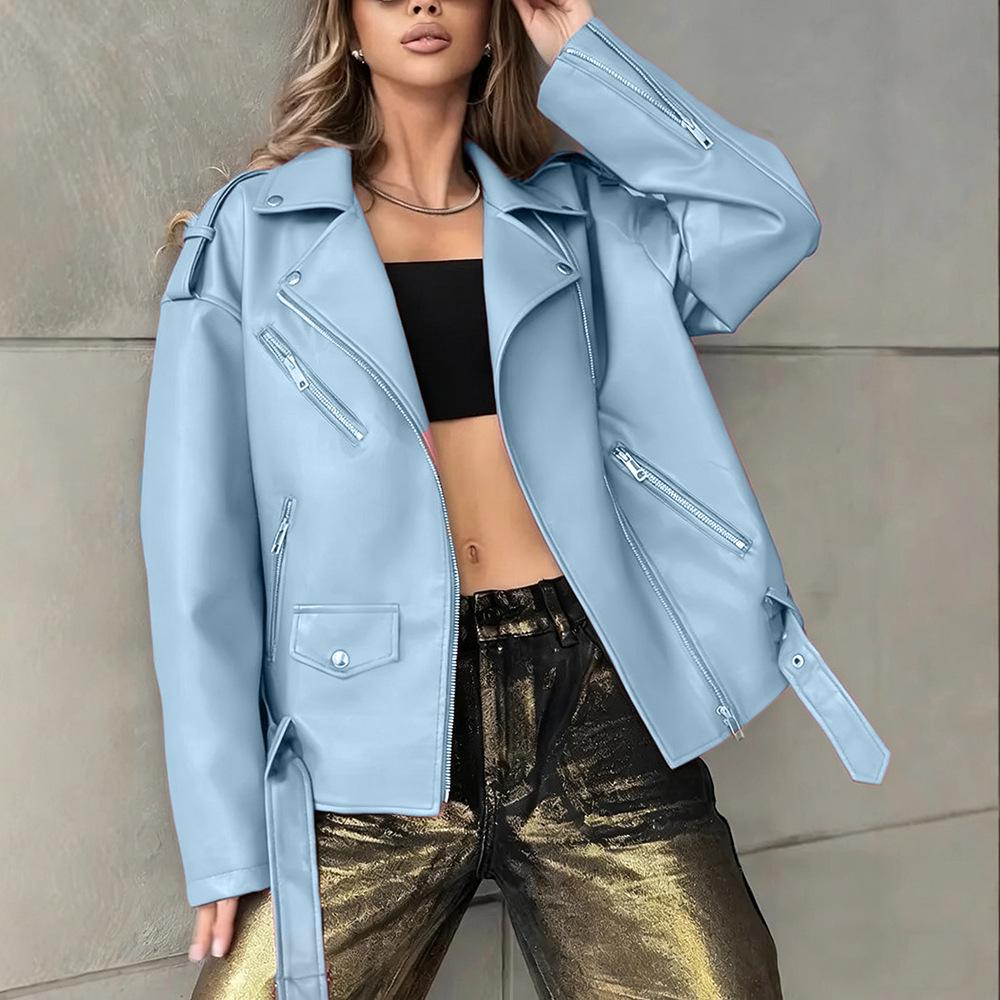Damen Retro PU-Leder Motorradjacke - Herbst/Winter BF Stil