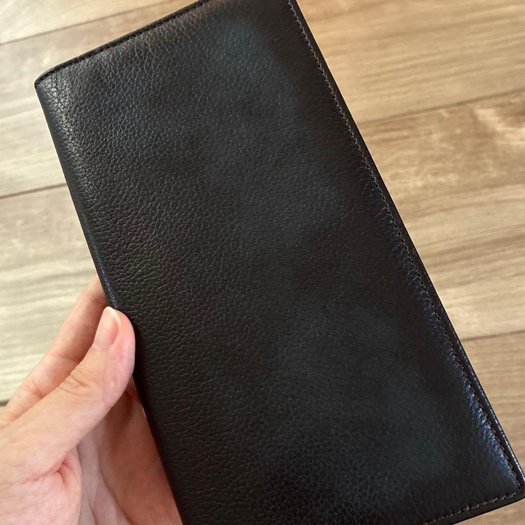 Used Celine Long Wallet Bi-fold Leather Dark Brown
