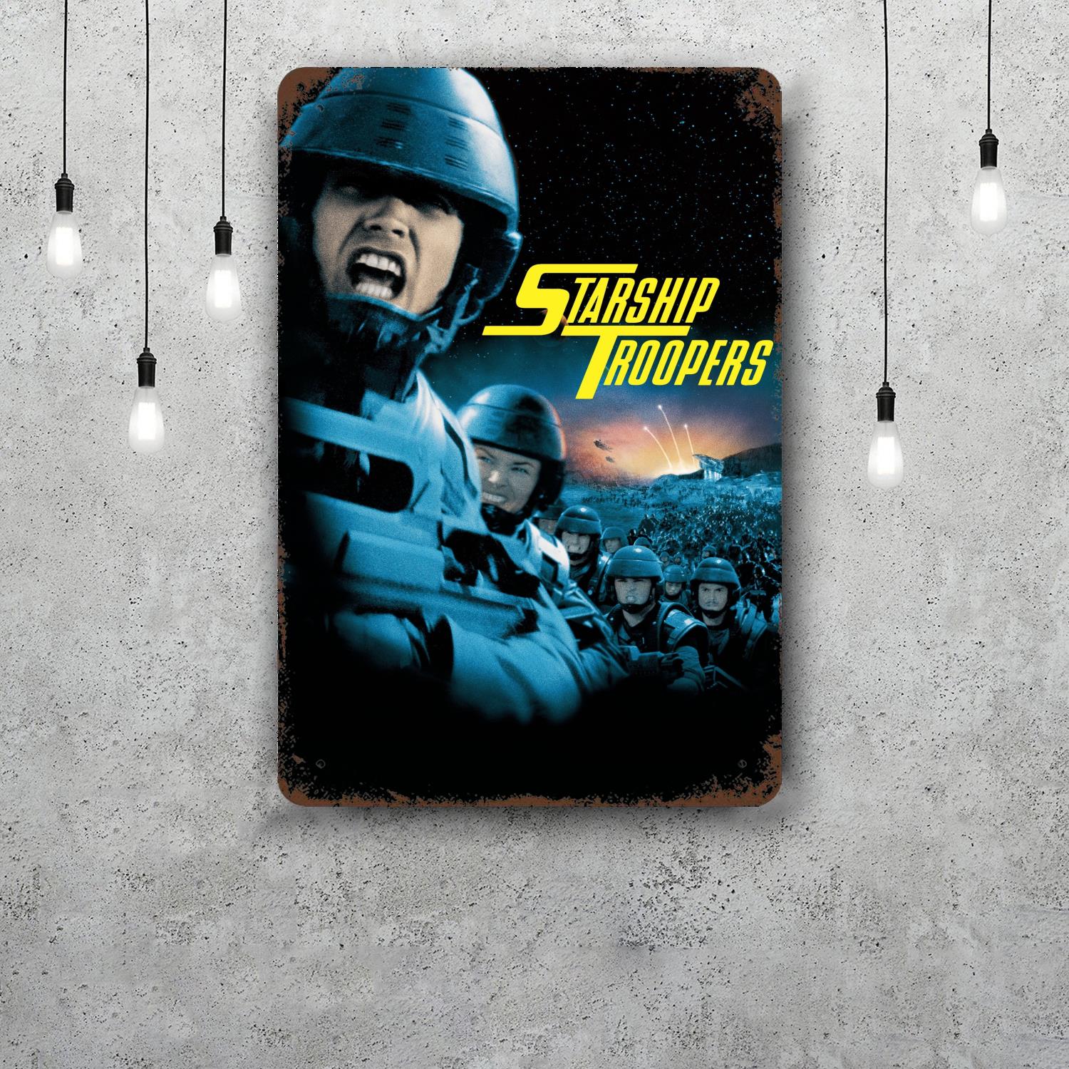 

Starship Troopers Minimal Decor Poster Vintage Tin Sign Metal Sign Decorative Plaque for Pub Bar Man Cave Club Wall Decoration 20x30cm（7.8x11.8inch）