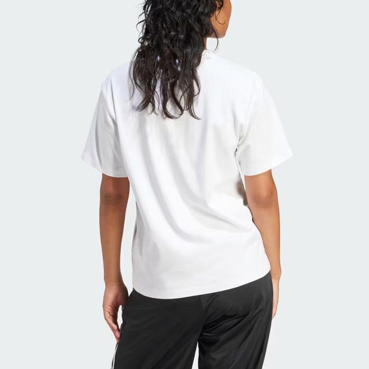 Adidas Originals Alphabet Logo Print Crew Neck Short Sleeve T-Shirt With Drop Shoulders Women Tops White IR9534