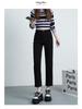 2025 Spring/Autumn Women's High Waist Straight Leg Jeans - Slimming Light Tone Cropped Cigarette Pants