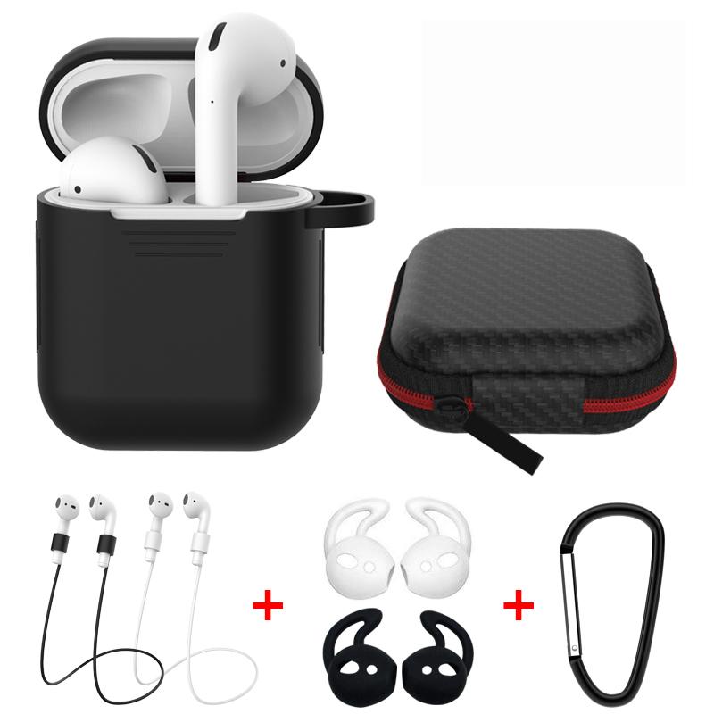 

Dust-proof Silicone Cover Buckle Earplug Set for Apple AirPods with Charging Case (2016) Black
