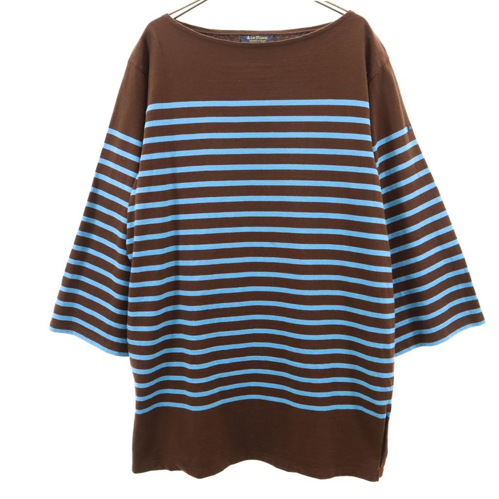 Le Minor Made In France Border Long Sleeve Tunic 1 Brown X Blue One Piece Women Used