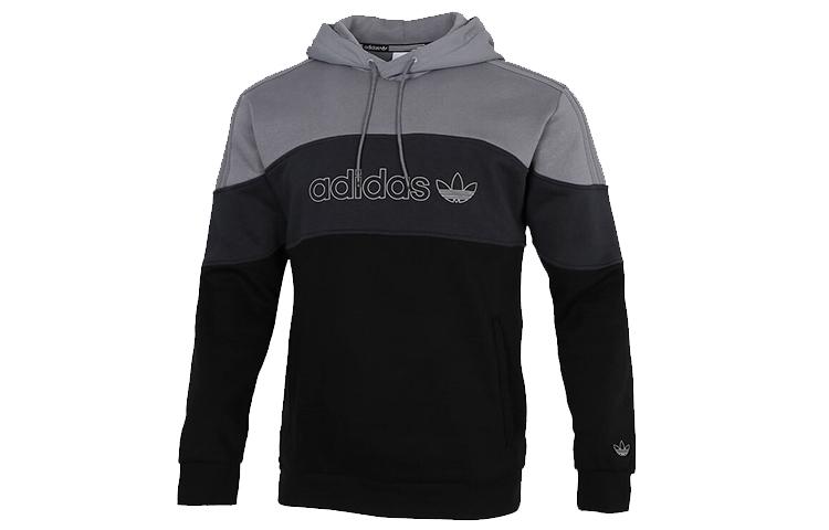 Adidas Originals Hooded Comfortable Fleece Lined Long Sleeved Sweatshirt Men s Gray Black GD5796 S