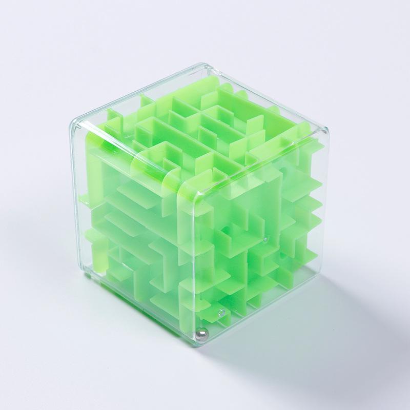8cm/3.15in Cube 3D Maze Puzzle Six-sided Rolling Ball Game Labyrinth Children Balance Training Stress Reliever Toys for Kids