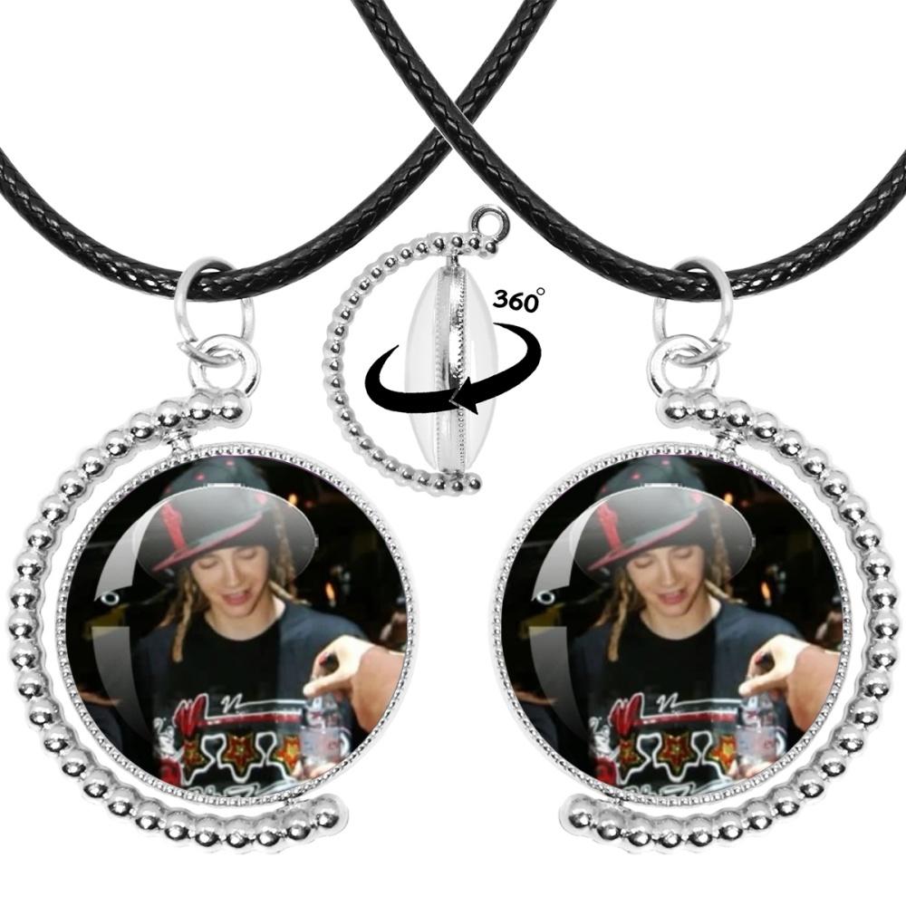 Neue Halskette Tokio Hotel Retro Rockband Pop Bill Kaulitz Band Glas Doppelseitig Drehbar Anhänger Halskette Schmuck Anhänger Fans