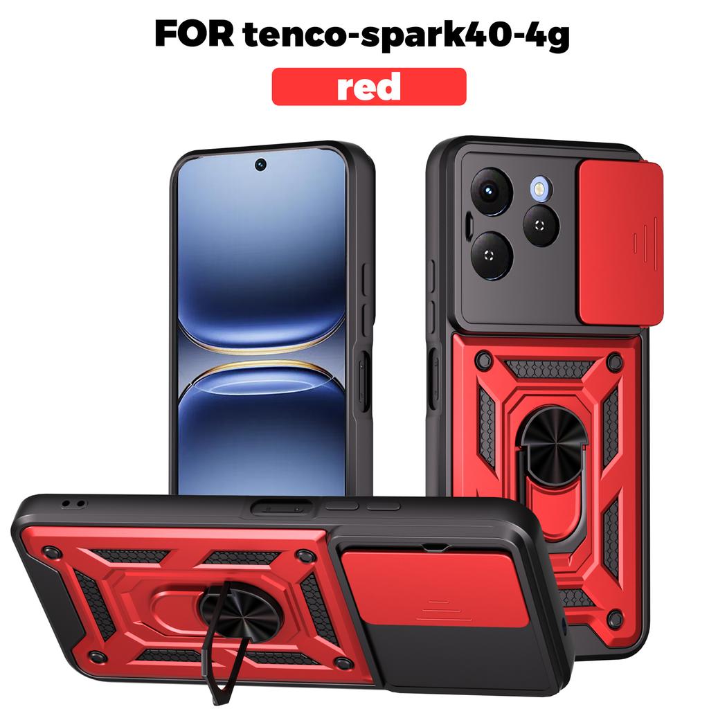 Funda for Tecno Spark 40 4G Case Slide Camera Protection Ring Stand Shockproof Cover for Tecno Spark 40 4G Capa Funda