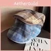 Retro Fashion Autumn Checkered Pattern Women Casual Beret For Use Outdoor
