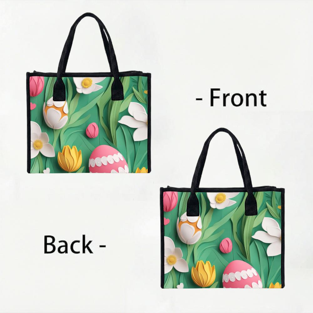 Easter Floral Tote Bag Spring Holiday Handbag Fashion Outdoor Shopper Bag