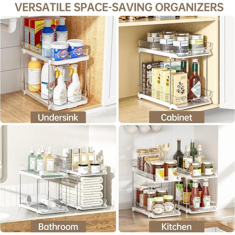 2026 Hot Selling Pull-out Kitchen Storage Rack Cabinet Layered Shelf Seasoning Bottle and Can Sorting Artifact