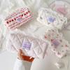 Quilted Pencil Pouch Bag Zippers Pen Case with Lace Trim, Stationeries Organizers for Students, Desk and School Bag Carry