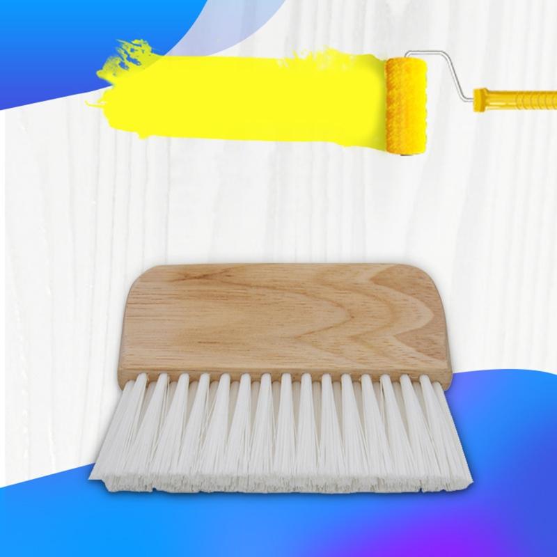 Practical Flat Brush Fiber Brush with Wooden Handle Hand-held Art Brush Furniture Brush Cleaner for Indoor Outdoor Wall