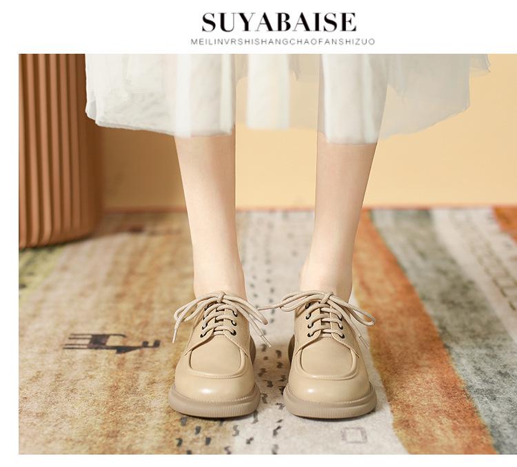 Women's Genuine Leather Lace-up Loafers - Spring/Summer 2024 Slip-on Flats with Soft Sole