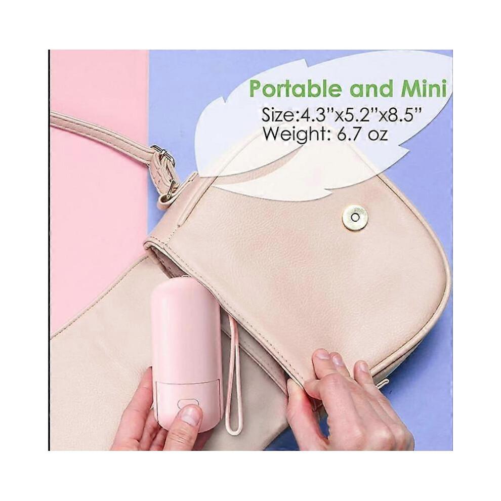 Handheld Fan (Pink), Mini Portable Handheld Fan Mist Fan, Quiet Foldable Personal USB Rechargeable Fan with Power Bank for Office/Travel