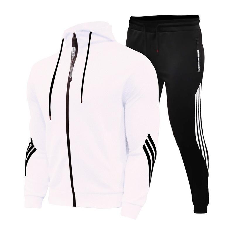 New spring and autumn men s casual sports suit men s jacket jacket men s Korean version trendy and handsome with a set of trendy S белый