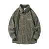 Spring Fall Men Shirt Retro American Style Corduroy Embroidery Japanese Style Loose Single-breasted Long Sleeves