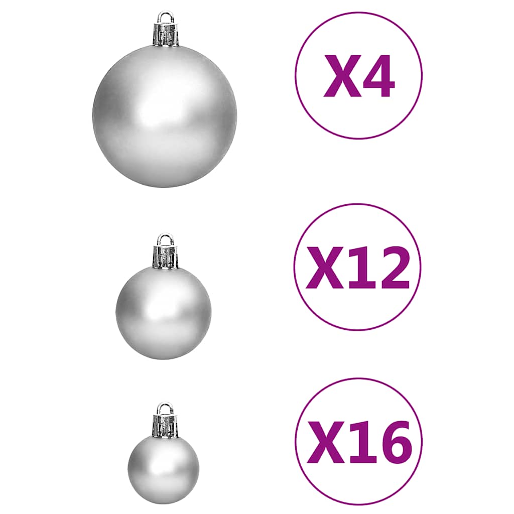 111 pc Christmas Ornament Set Silver Polystyrene