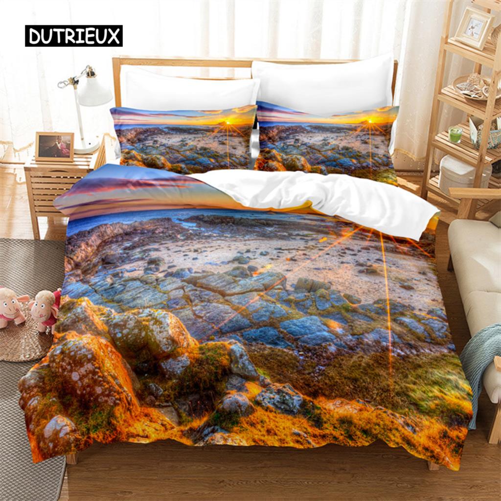 Seaside City Bedding Set Duvet Cover Set 3d Bedding Digital Printing Bed Linen Queen Size Bed Set  Fashion Design