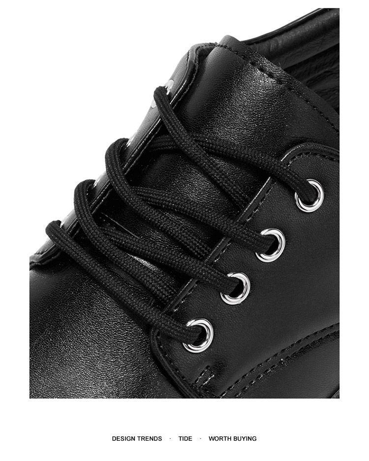 2025 Autumn Men's Black Derby Shoes - Korean Style Trendy Casual Leather with Height Increasing Thick Sole