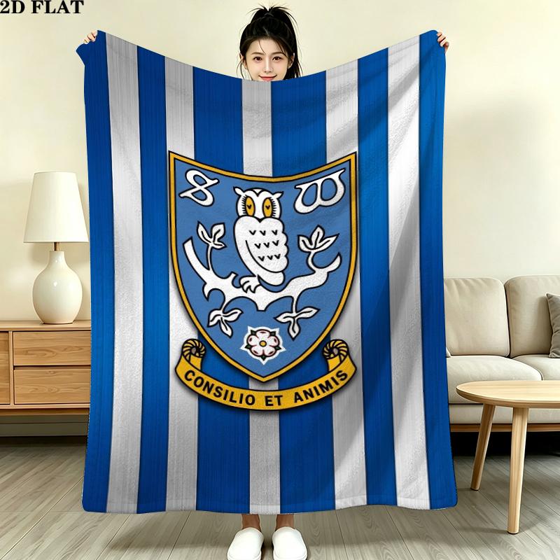 Sheffield Wednesday Druck Flanelldecke, Hohe Qualität, Bequem für alle Jahreszeiten, Heimdekoration, Wärme und Komfort, Perfekt für Weihnachtsgeschenke
