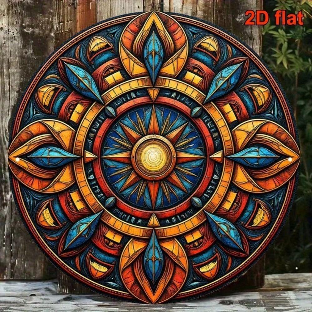 Round Aluminum Mandala Metal Wall Poster Bright Living Room Decor