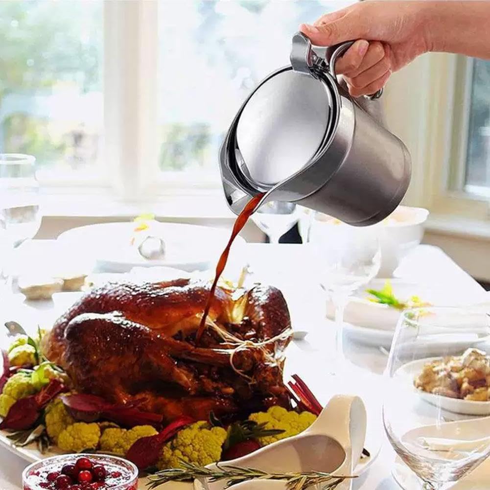 800ml With Lid, Stainless Steel Insulated Jug, Double-walled Jug, Thermal Warmer & Ladle, Keeps Food Warm Or Cool