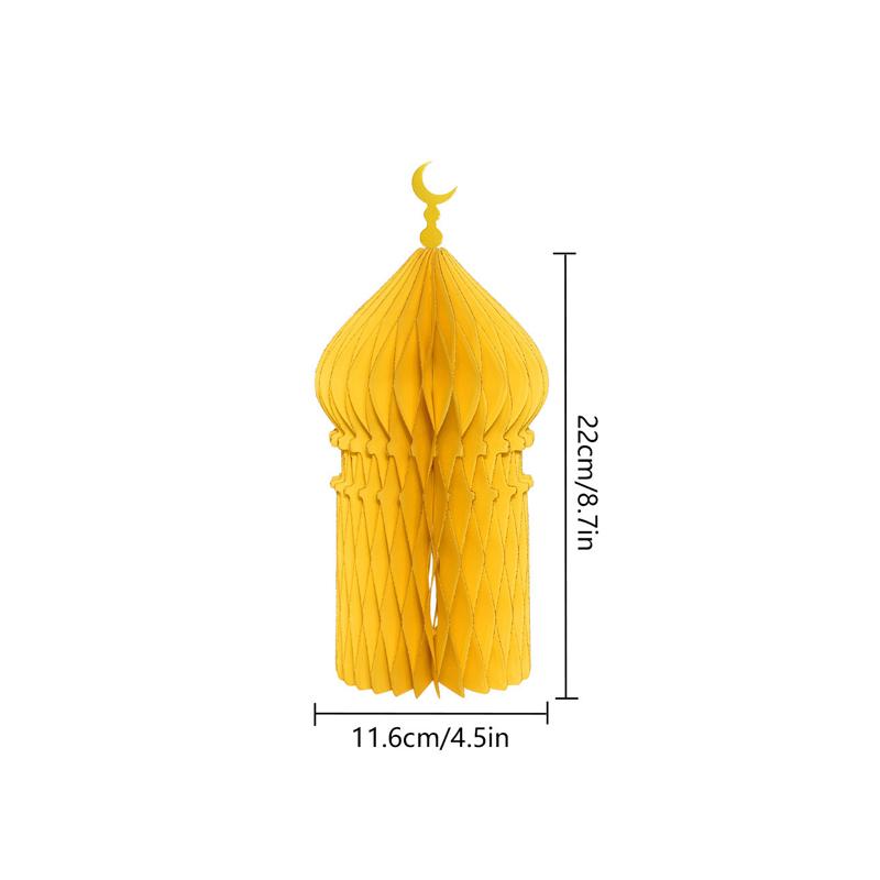 1/3/5Pcs 3D Honeycomb Ornaments For Ramadan Home Desktop Decor Eid Al Fitr Paper Arteid Mubarak Islamic Party Decor