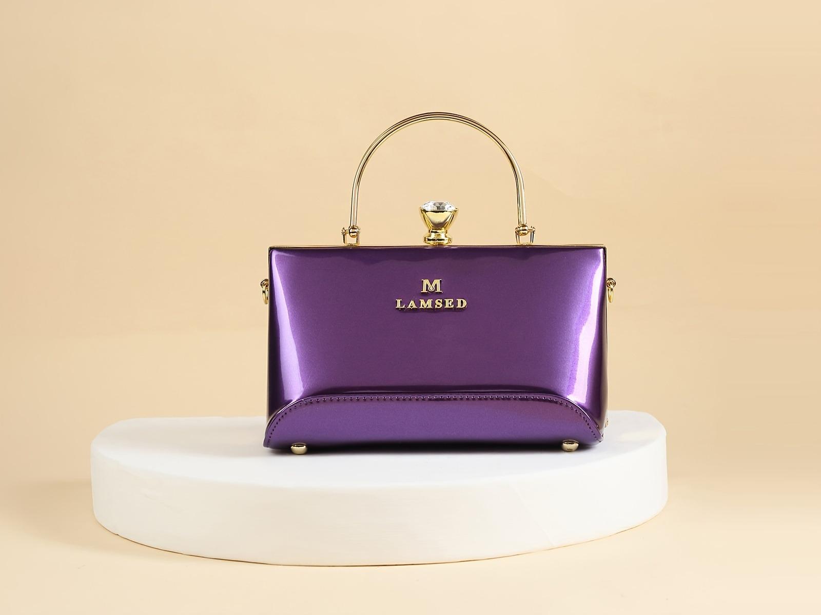 

2025 Яркая лакированная кожаная мини-сумка через плечо для женщин фиолетовый