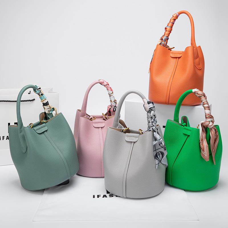 Genuine Leather Large Capacity Vegetable Basket Bag 2024 - High-End Women's Shoulder Crossbody Handbag