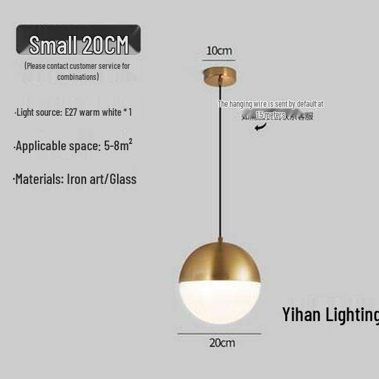 Nordic Modern Pendant Light – Minimalist Glass Fixture for Coffee Shops, Bedside, Bar Counters