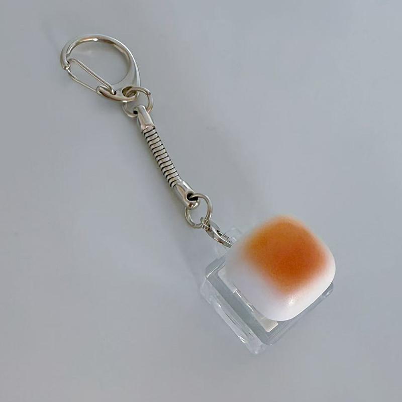 

New Caramel Bread Stress Relief Keyboard Keychain Button Light Keycap Backpack Pendant For Student Office Adult Accessory 1PC