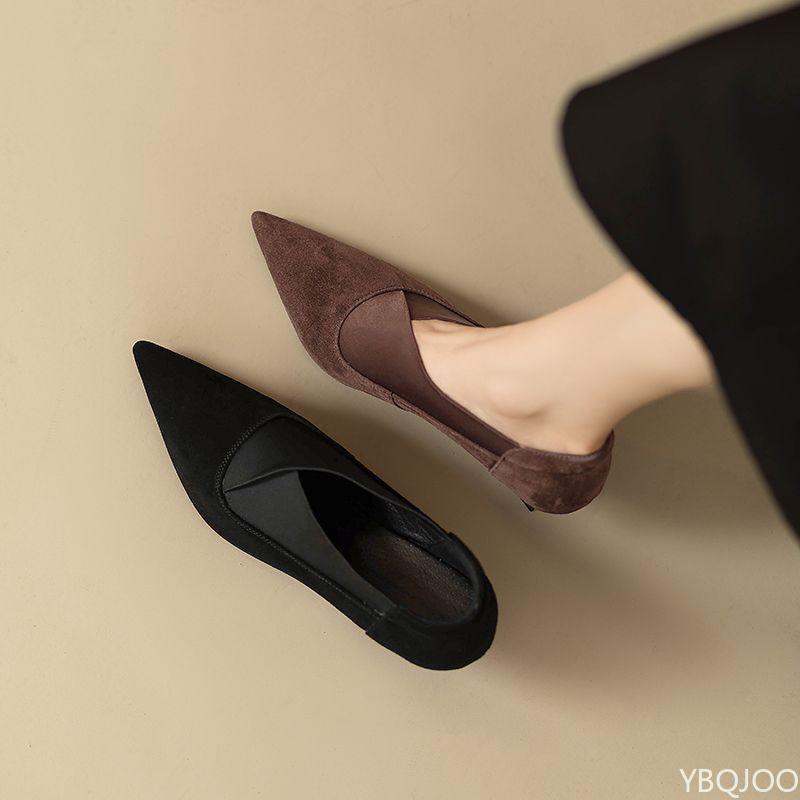 Modische vielseitige spitze Damenschuhe Frühling Herbst elegant einfach rutschfest hohe Absätze Freizeit bequem Damenschuhe