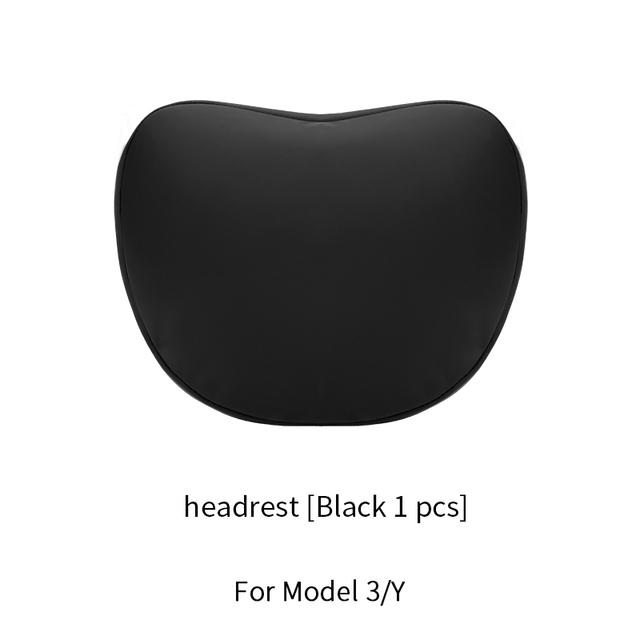OULEX For Tesla Model 3 Y Flocking/Leather Car Seat Neck Pillow Soft Memory Neck Pillow High-Quality Headrest Lumbar Support