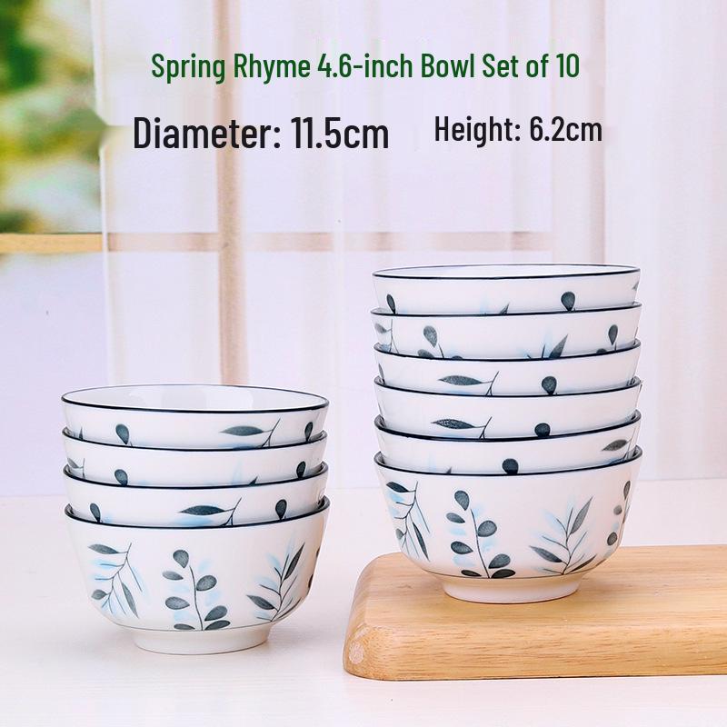 Retro Ceramic Porcelain Microwave-Safe Bowl Set - Chinese Style Tableware