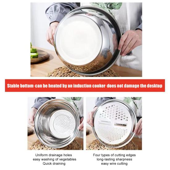 Vegetable Cutter Multifunctional 4 In 1 Grater Slicer Lid with Drain Basket Washing Draining Slicing Fruits Vegetables Kitchen Vegetable Slicer