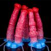Dragon Flame Inflatable Silicone Dildo with Water Spray and Dog Knot Design for Women