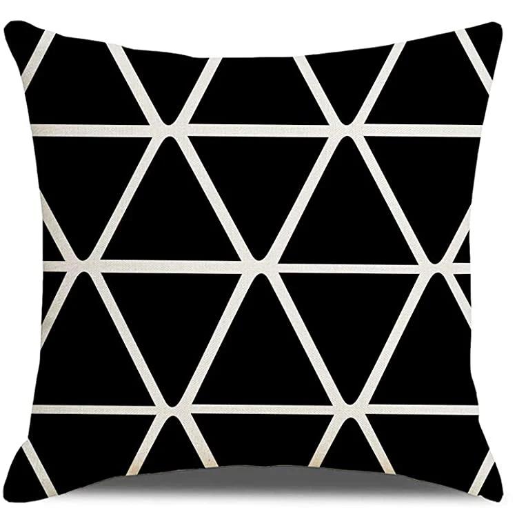 Schwarzer Geometrischer Leinen Kissenbezug, Heimdekoration, Wohnzimmer Sofakissenbezug Dekor, Geeignet Für Schlafzimmer Auto 40X40 60X60 50X50