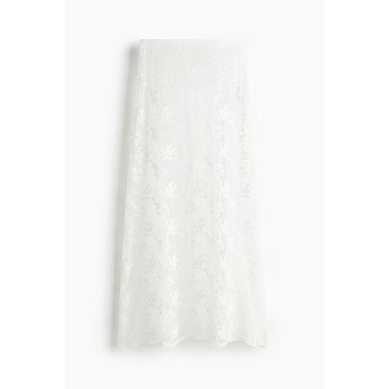 

HM Women s Skirt 2025 Fall New Arrival French Style Temperament High Waist A- line Slimming Lace Midi Dress 1266580