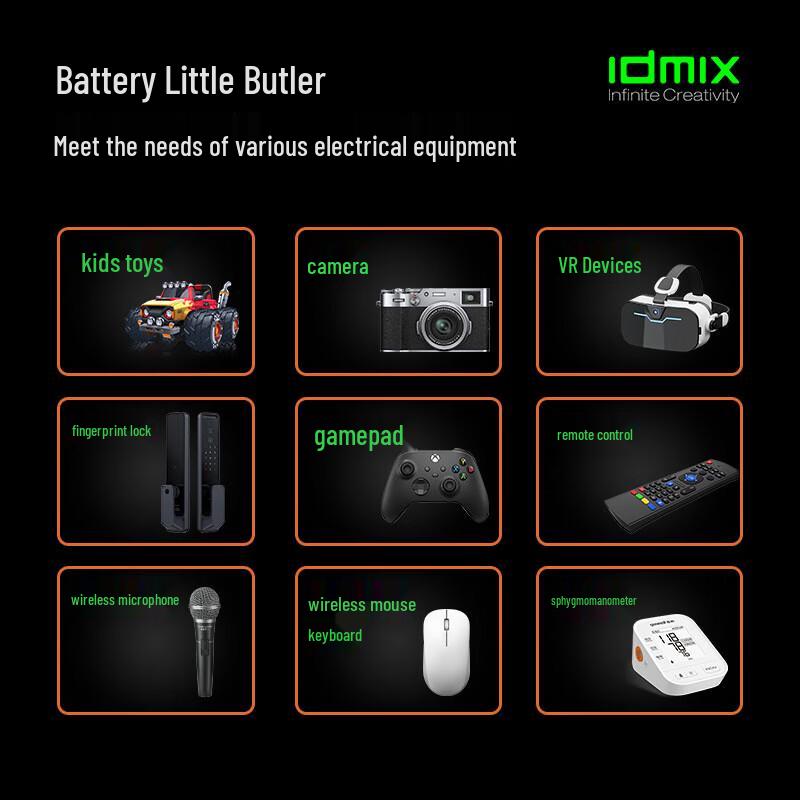 IDMIX 2A08 Pro Fast Charging Lithium-ion AA/AAA Battery Charger Set