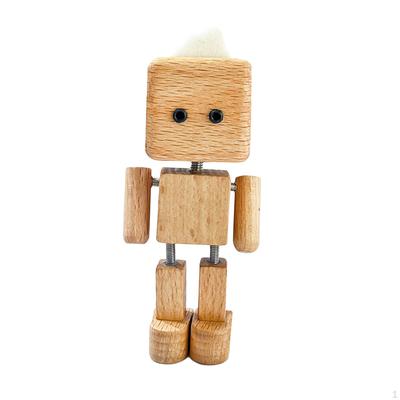 Shaking Wooden Man Figurine Car Dashboard Decor Tabletop Decoration for