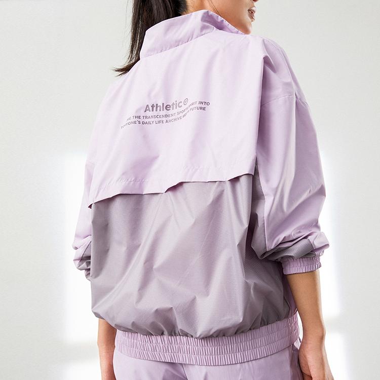 Anta Training Series Letter Print Zipper Stand Collar Long Sleeve Jacket Women Jackets Pink 162217608-2