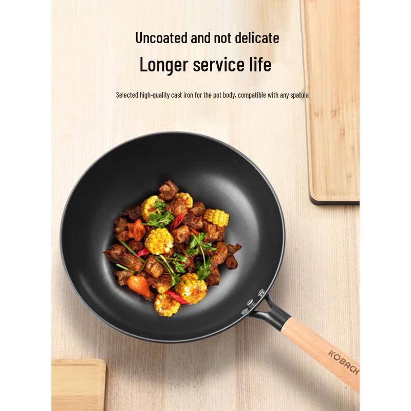 Kangbahe Non-Coated Refined Iron Stir-Fry Pan 32cm